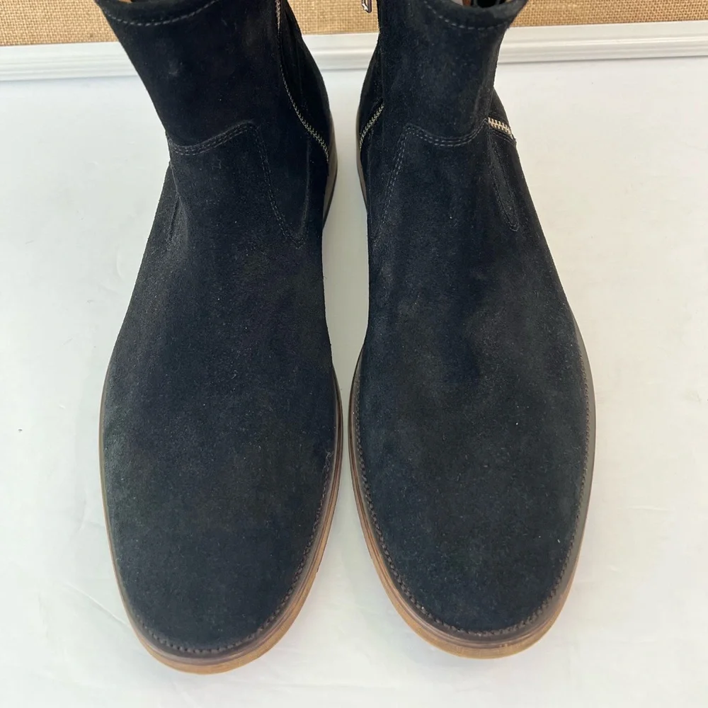 NEW REPUBLIC Men’s Black Suede Twin Zipper Luxury Boots Size 11.5